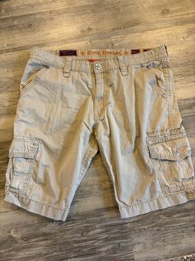 Rock Revival Men's Khaki Cargo Shorts with Utility Pockets